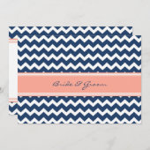 Invitations de mariage Coral Blue Chevron (Devant / Derrière)