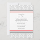 Invitations de mariage Coral Grey Damask (Dos)