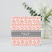 Invitations de mariage Coral Grey Damask (Debout devant)