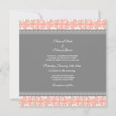 Invitations de mariage Coral Grey Damask (Dos)