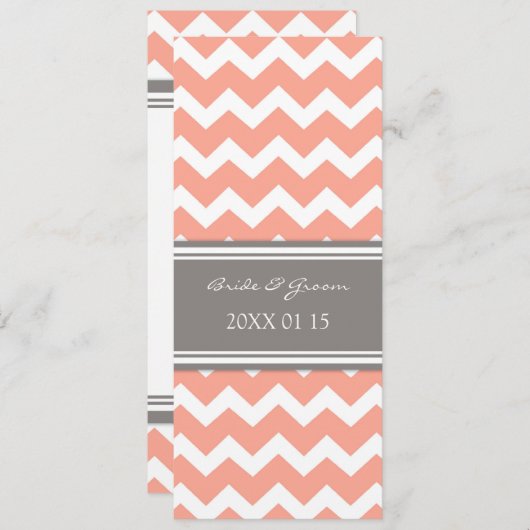 Invitations de mariage Coral gris Chevron (Devant / Derrière)