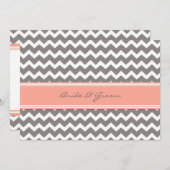Invitations de mariage Coral gris Chevron (Devant / Derrière)