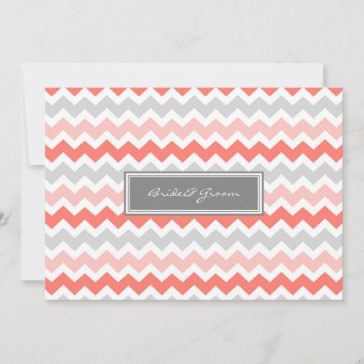 Invitations de mariage Coral gris Chevron (Devant)