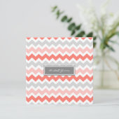 Invitations de mariage Coral gris Chevron (Debout devant)