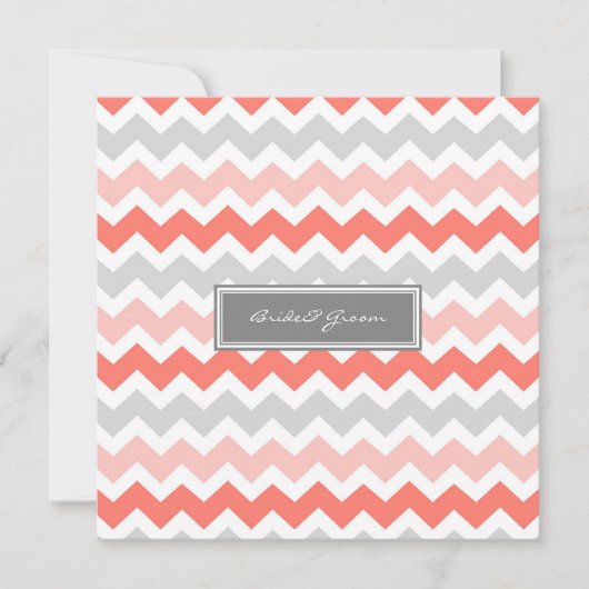Invitations de mariage Coral gris Chevron (Devant)