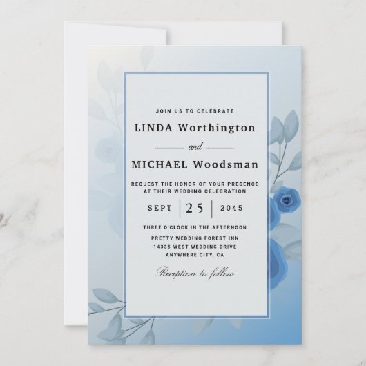 Invitations de mariage couleur mer (Devant)