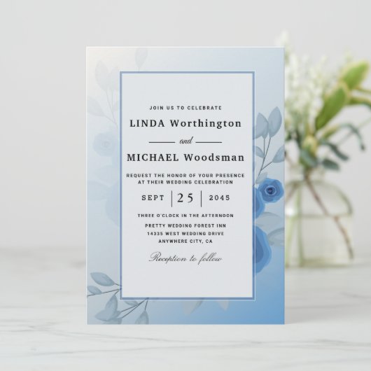 Invitations de mariage couleur mer (Debout devant)