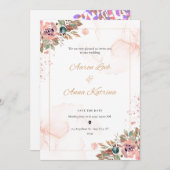 Invitations de mariage couleur Peach (Devant / Derrière)
