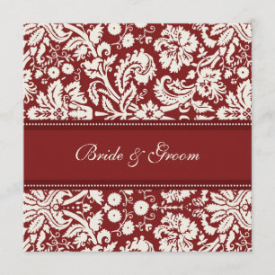Invitations de mariage Crème rouge Damas