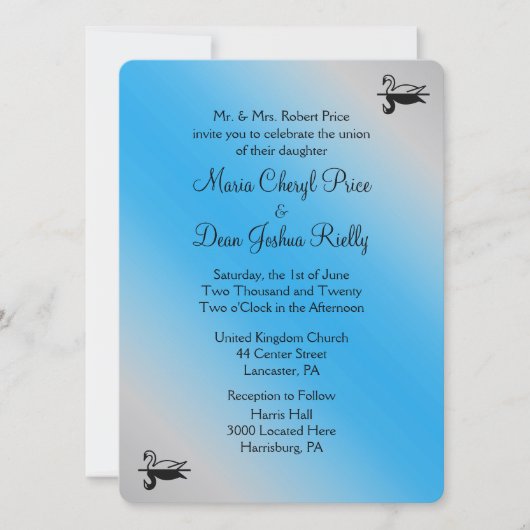 Invitations de mariage cygne (Devant)