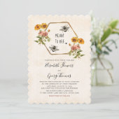 Invitations de mariage d'abeilles au miel floral (Debout devant)