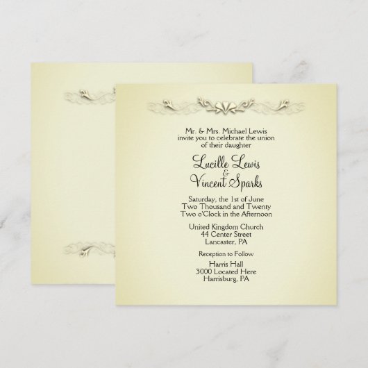 Invitations De Mariage D'Accent Traditionnelles Si (Devant / Derrière)