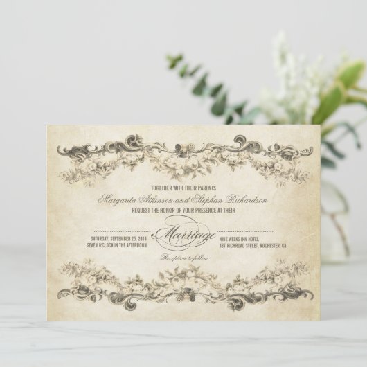 Invitations de mariage d'âge vintage (Debout devant)