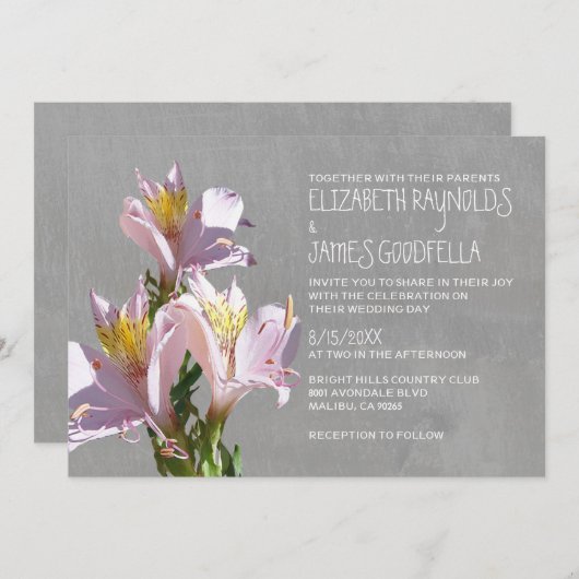 Invitations de mariage d'Alstroemeria (Devant / Derrière)