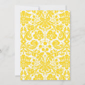 Invitations de Mariage damassé au monogramme jaune (Dos)