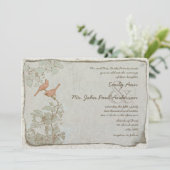 Invitations de Mariage damassé Birds vintages (Debout devant)