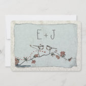 Invitations de Mariage damassé Birds vintages (Dos)