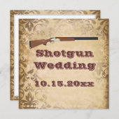 Invitations de mariage damassé de brun de mariage (Devant / Derrière)