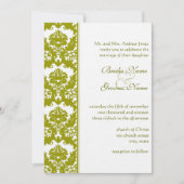 Invitations de Mariage damassé de chaux d'or d'oli (Devant)