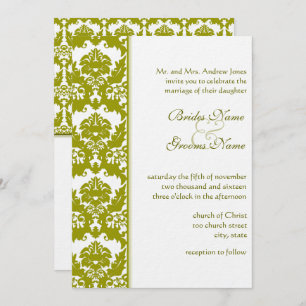 Invitations de Mariage damassé de chaux d'or d'oli