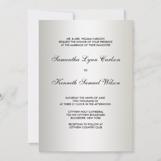 Invitations de Mariage damassé de Cravate noire iv (Devant)