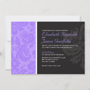 Invitations de mariage damassé de lavande