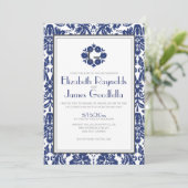 Invitations de mariage damassé de monogramme de (Debout devant)