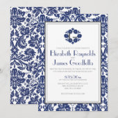 Invitations de mariage damassé de monogramme de (Devant / Derrière)