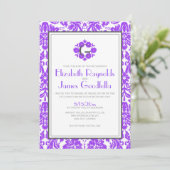Invitations de Mariage damassé de Monogrammes viol (Debout devant)