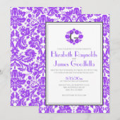 Invitations de Mariage damassé de Monogrammes viol (Devant / Derrière)