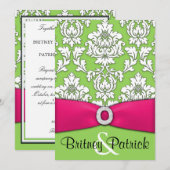 Invitations de mariage damassé de roses indien et (Devant / Derrière)