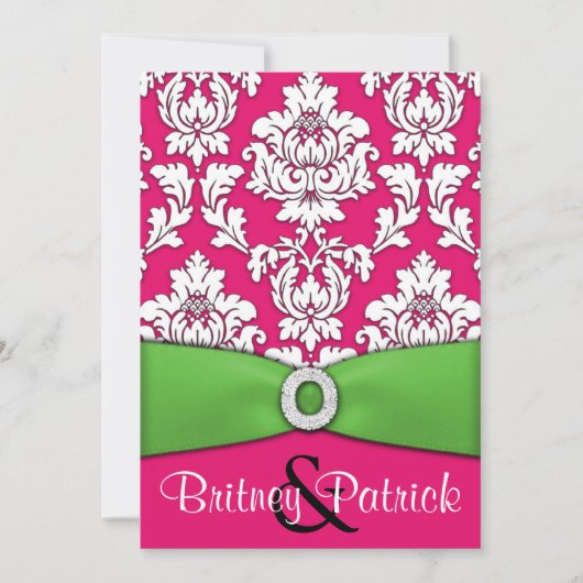 Invitations de mariage damassé de roses indien et (Devant)