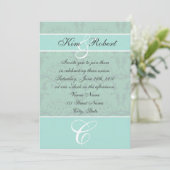 Invitations de mariage damassé de vert de mousse (Debout devant)