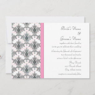 Invitations de Mariage damassé en noir blanc rose