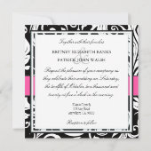 Invitations de Mariage damassé en noir et rose cha (Dos)