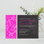 Invitations de Mariage damassé Hot Pink (Debout devant)