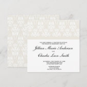 Invitations de Mariage damassé ivoire (Devant / Derrière)