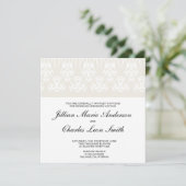 Invitations de Mariage damassé ivoire (Debout devant)