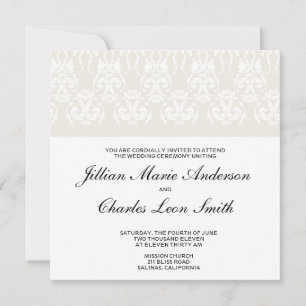 Invitations de Mariage damassé ivoire