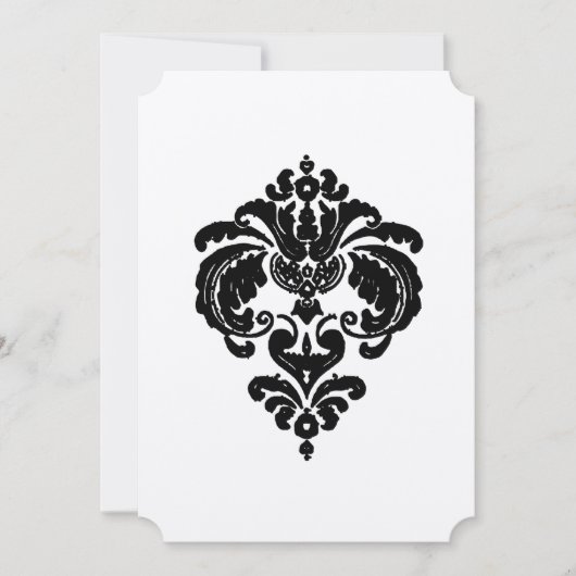 Invitations de Mariage damassé noir (Devant)