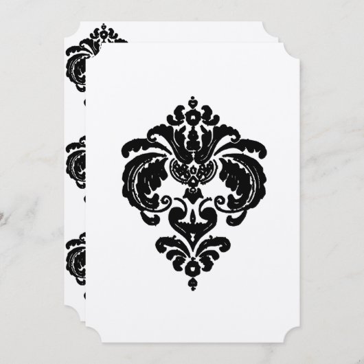 Invitations de Mariage damassé noir (Devant / Derrière)