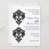 Invitations de Mariage damassé noir (Devant)