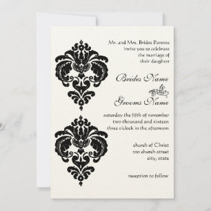 Invitations de Mariage damassé noir