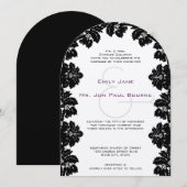 Invitations de Mariage damassé noir (Devant / Derrière)
