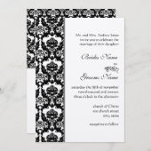 Invitations de Mariage damassé noir (Devant / Derrière)