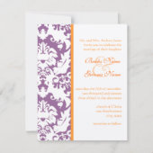 Invitations de Mariage damassé Orange & Plum (Devant)