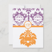 Invitations de Mariage damassé Orange & Plum (Dos)