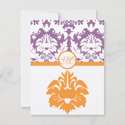 Invitations de Mariage damassé Orange & Plum (Dos)