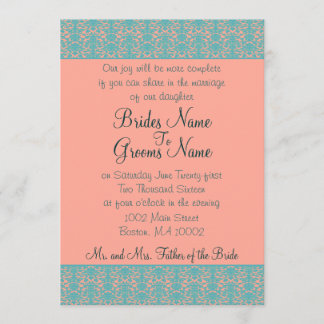 Invitations de Mariage damassé ou de Fête Pink and