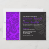 Invitations de Mariage damassé violettes (Devant)